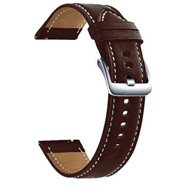 Imagem de HAZELS Pulseira de couro genuíno 20 22mm para Huawei Watch GT2 GT 2 42 46mm Relógio de substituição inteligente 3 Pro Honor Magic 2 (Cor: Marrom escuro, Tamanho: 20mm Universal)