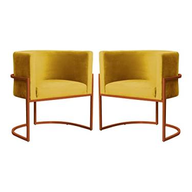 Imagem de Kit 02 Poltrona Luana Base Bronze Para Sala Veludo Cores - DS Estofados