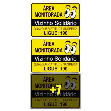 Imagem de Combo 10 Placas Área Monitorada Vizinho Solidário Qualquer Atitude Suspeita Ligue 190 30x20 Acesso - S-218/2 F9e