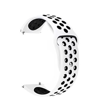 Imagem de Pulseiras esportivas NSmart Smartwatch 22mm ou 20mm compatível com Samsung Galaxy Watch 3 45mm - 41mm - Galaxy Watch 46mm - Gear S3 Frontier - Amazfit GTR 2 / GTR 3 / GTS / GTS 2 / GTS 3 / GTS mini - Stratos 2 / Stratos 3 - Pace - Hawei GT - Nandos_Store (20mm, Branco/Preto)