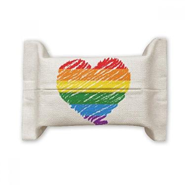 Imagem de Bolsa de linho de algodão LGBT com coração lésbico arco-íris gay
