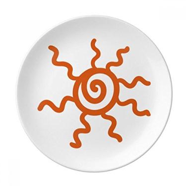 Imagem de Prato de sol laranja pintado à mão em porcelana decorativa Salver Prato de jantar