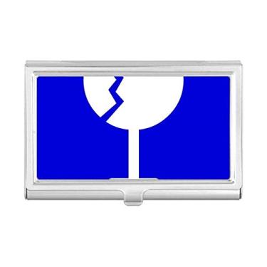 Imagem de Porta-cartão de visita quadrado azul frágil com marcador de aviso