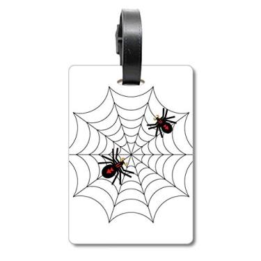 Imagem de Ilustração de teia de aranha preta com estampa de teia de aranha de insetos, etiqueta de bagagem, etiqueta para pendurar
