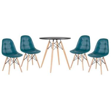 Imagem de Kit - Mesa Eames Eiffel 70 Cm + 4 Cadeiras Estofadas Botonê - Loft7