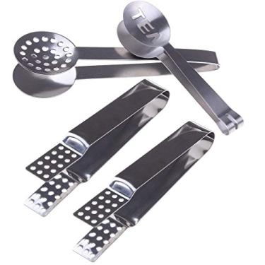 Imagem de (4 Pcs) - Haishell 4 Pcs Aco Inoxidavel Pinca para Sacos de Cha Pincas para Sacos de Cha Squeezer Suporte do Coador Pega Colher de Metal Mini Pinca de Acucar Ferramentas de Bar de Cozinha