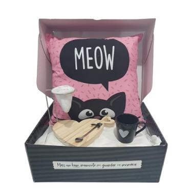 Imagem de Kit de Presente Amigas Gateiras - Happy Bee - Almofada Gato Gatinho - Caneca de Porcelana - Cafe da Manh - Porta Foto ou Recado