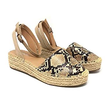 Imagem de Soda Fiesta Womens Casual Espadrilles Trim Rubber Sole Flatform Studded Wedge (5.5, Snake)