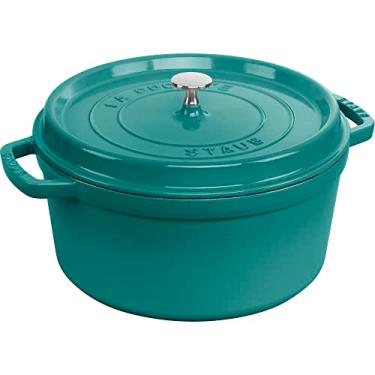 Imagem de STAUB Cocotte redonda de ferro fundido, 7 qt, serve 7-8, turquesa