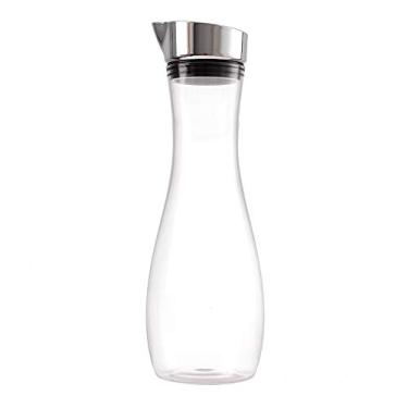 Imagem de Garrafa de água 1,2 litros de acrílico transparente com tampas, jarra de vidro, jarra de bebidas para água fria, recipientes com tampas para bebidas frias leite, bebidas de chá gelado, vinho de limonada
