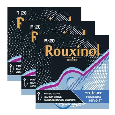 Imagem de Kit Com 03 Jogos De Cordas Para Violão Aço 011 Rouxinol R20