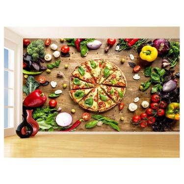 Imagem de Papel De Parede 3D Alimentos Pizza Receita Sabor 3,5M Al451