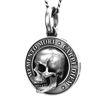 Imagem de HLMIN Colar Viking Skull/Odin Thor's Hammer/Machado/Triângulo Nó Trindade para homens, runas amuleto nórdico nó celta pingente pagão irlandês, corrente de 60 cm vintage colar de aço inoxidável joias para mulheres homens, Sem Pedra Preciosa