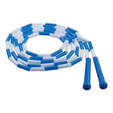 Imagem de Champion Sports Corda segmentada para fitness, 2,8 m de comprimento, azul e branco – Cordas de pular clássicas com contas para educação física, vidro de academia, uso pessoal – Corda de pular premium para crianças, adultos