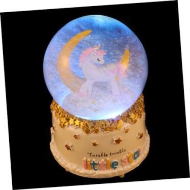 Imagem de ORFOFE 1 Unidade Caixa de Música Unicórnio decoração nam música de cristal bola de cristal luz noturna adorno em forma de unicórnio bola de cristal luminosa Vidro decorar