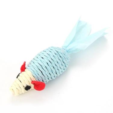 Imagem de Brinquedo de bola para animais de estimação interativo à prova de mordidas: brinquedo de gato de corda segura para exercícios interessantes feitos à mão