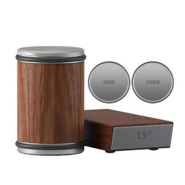 Imagem de Afiador de facas magnético, kit de pedra de afiar diamante com rolo de ângulo de 15 e 20 graus, acessório de cozinha, usa borda reta de diamante industrial, com 2 cabeças de substituição (marrom)