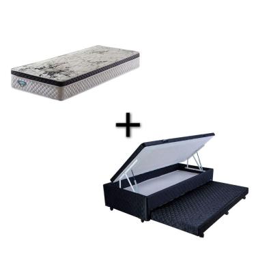 Imagem de Colchão Ecoflex Smart  + Bicama Box Baú Mega Black 3 em 1 - 088x188 - Solteiro