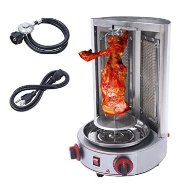 Imagem de 19" Grelhador Elétrico Giroscópio Carne Shawarma Tacos Pastor Máquina Vertical Rotisserie Broiler Rotativo Spinning Kebab Machine Bancada Elétrica Churrasco Assado para Casa Comercial Turco Porco Cord