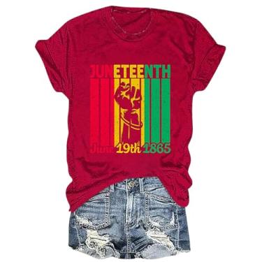 Imagem de Juneteenth Camiseta feminina Black History Emancipation Day Shirt 1865 Celebrate Freedom Tops Graphic Summer Casual, A1j-vermelho, GG