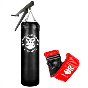 Imagem de Kit Luta - Saco de Pancada 120cm + Luvas Bate Saco - Muay Thai + Suporte Saco Boxe - Suporte de Parede - Gorilla