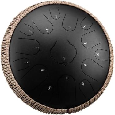 Imagem de Conjunto de tambor de língua de 15 tons, conjunto de tambor de handpan portátil para adultos, conjunto de tambor de língua de aço com kit de bateria e baquetas, etc., preto, c