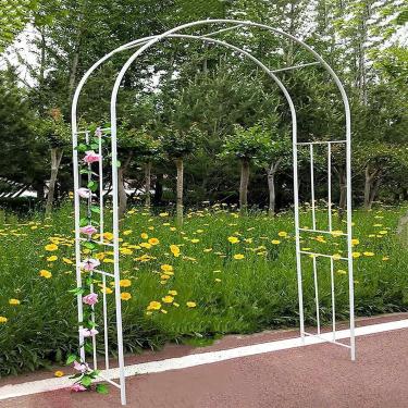 Imagem de Arco de jardim de metal, suporte de flor de mandril de arcos de rosa para serviço pesado, 5,9 pés, 6,5 pés, 6,8 pés, 7,2 pés, 7,5 pés, 7,8 pés, 8,2 pés Tubular Arbosr Treliça de suporte para