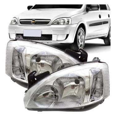 Imagem de Farol Corsa Montana 2003 2004 2005 2006 2007 2008 2009 2010 2011 2012 Cromado - UNIDADE Lado:ESQUERDO (Motorista)