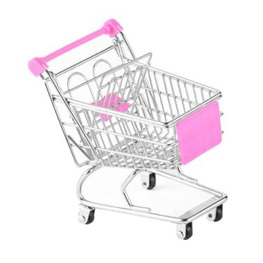 Imagem de IEUDNS Mini carrinho de compras, carrinho de brinquedo para crianças, carrinho de mão de metal para supermercado, brinquedo de armazenamento de supermercado, Rosa Vermelha