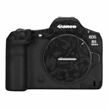 Imagem de ZZQ&CCF Mebont Adesivo antiarranhões para câmera Canon EOS R5 Mark II película protetora do corpo da câmera antidesgaste capa de lente decoração protetora (camuflagem sombra preta)
