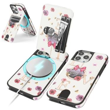 Imagem de SkyEagle Capa carteira compatível com Magsafe para iPhone 13 Pro Max com suporte para cartão de suporte, bloqueio RFID, compartimentos para cartão de crédito, couro sintético masculino e feminino,