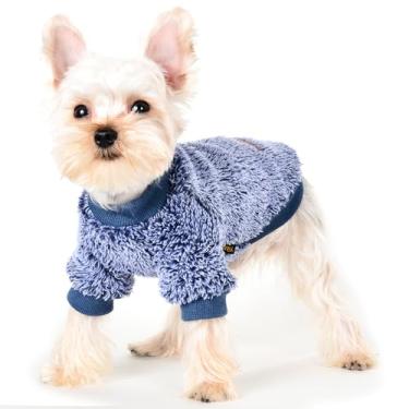 Imagem de Suéteres para cães pequenos masculinos, suéter de cachorro pequeno, suéter de lã macia para cães, roupas de inverno para cães pequenos menino menina, moletons felpudos para cães jaqueta de flanela casaco de cachorro, azul, médio
