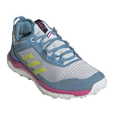 Imagem de adidas Tênis de corrida feminino Terrex Agravic Flow Trail, Azul neblina/amarelo/branco cristal, 40