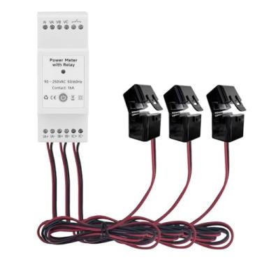 Imagem de Monitor de Energia Trifásico Wi Fi Medidor Inteligente Solar Com 3 Sensores de Braçadeira 300A, Monitor de Frequência de Fator de Potência Atual de Tensão de Tempo Wi Fi Rea