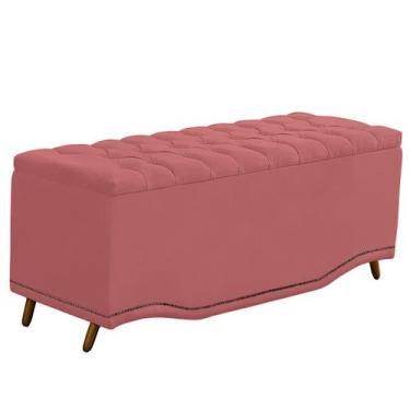 Imagem de Calçadeira Baú Queen Estofada Maitê Veludo - Ateliê do Conforto, rose