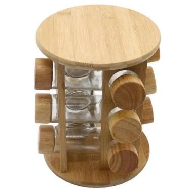 Imagem de Porta Tempero Sal Açucar Temperos Madeira C/ 12 Unidades - PORTA TEMPE