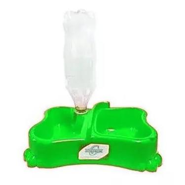 Imagem de Bebedouro Comedouro Duplo Com Suporte Garrafa Pet Cão Gato - ORNAMENTA