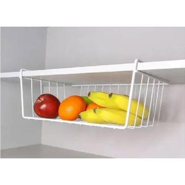 Imagem de Cesta Organizadora Cestinha Suspensa  Gaveta Aramado Prateleira Branco