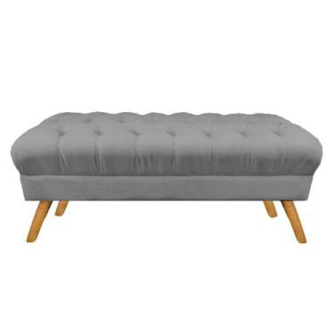 Imagem de Puff Decorativo Retrô Paris Capitonê 1 Metro Pé Palito Suede Cinza - L