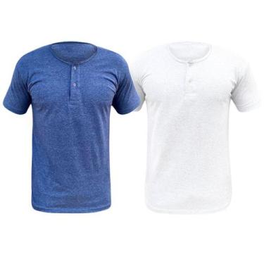 Imagem de Kit 2 Camiseta Henley Masculina Camisa Botões Gola Portuguesa Premium 