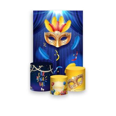 Imagem de Painel De Festa Vertical 1,50 x 2,20 + Trio De Capas Cilindro - Máscar