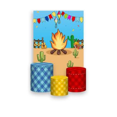 Imagem de Painel De Festa Vertical 1,50 x 2,20 + Trio De Capas Cilindro - Festa 