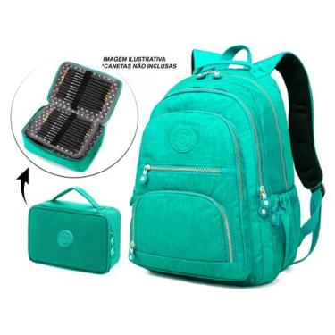 Imagem de Mochila Feminina Notebook Tactel Escolar Leve + Estojo quadrado super 
