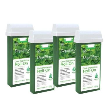 Imagem de Kit 4 Refil Ceras para Depilação Roll On Quente Hortelã Menta Mel Depi