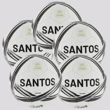 Imagem de Kit 5 Bolas Santos Estádios 24 Campo Branca e Preta - Sportcom, 05