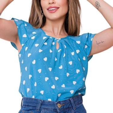 Imagem de Blusinha Feminina Social Crepe Estampa Coração - Look Modas Octavio, A