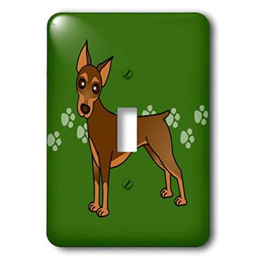 Imagem de 3dRose lsp_40906_1 Lindo casaco Doberman Pinscher - Estampa de patas de cachorro com interruptor único, vermelho/verde