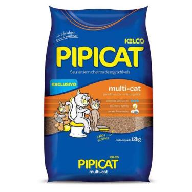 Imagem de Areia Higiênica Pipicat Multicat para Gatos - 12 kg - Pipicat / Kelco 