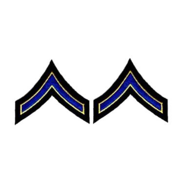 Imagem de Adesivos de uniforme - azul royal/médio dourado Chevron remendos na parte traseira preta para aplicação da lei, xerife, polícia, segurança - 7,6 cm de largura - listras privadas - emblema policial