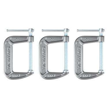 Imagem de Olympia Tools Grampos C de ferro fundido resistente com abertura de mandíbula de 7,5 cm e garganta de 7,5 cm, pacote com 3